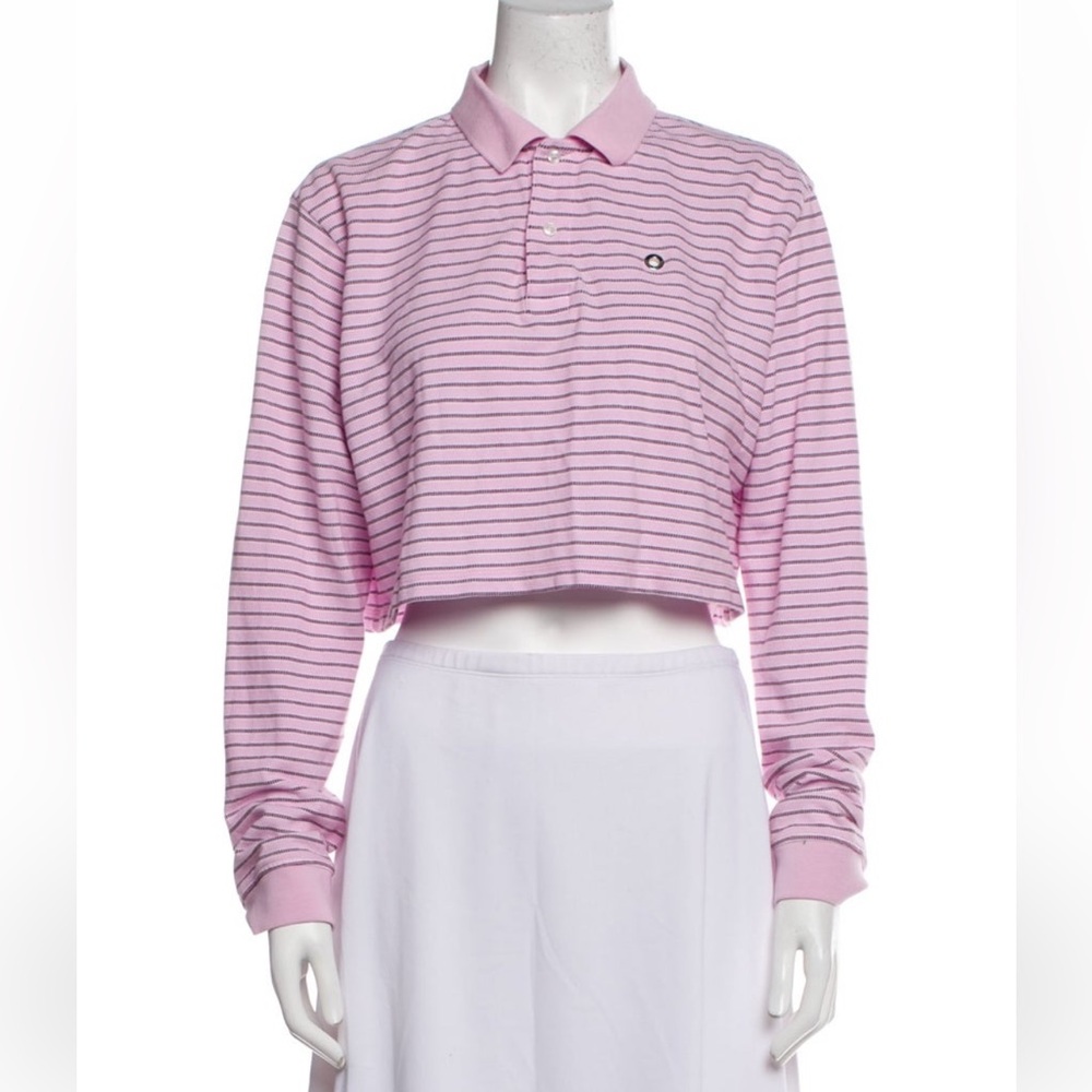 Saks Potts Pink stripe Serena crop Polo